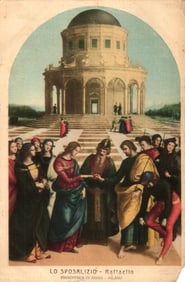 Postcard of Raphael's 'The Marriage of the Virgin' painting from the Pinacoteca di Brera, Milan