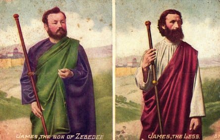 Religious postcard depicting James, the Son of Zebedee and James the Less, from a Passion Play set.