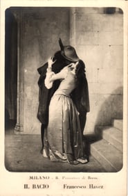 Postcard of Francesco Hayez's painting 'Il Bacio' (The Kiss) from Pinacoteca di Brera, Milan
