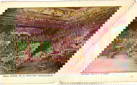 Postcard showing the ornate Ball Room in the W. C. Whitney Residence, New York City, Gilded Age