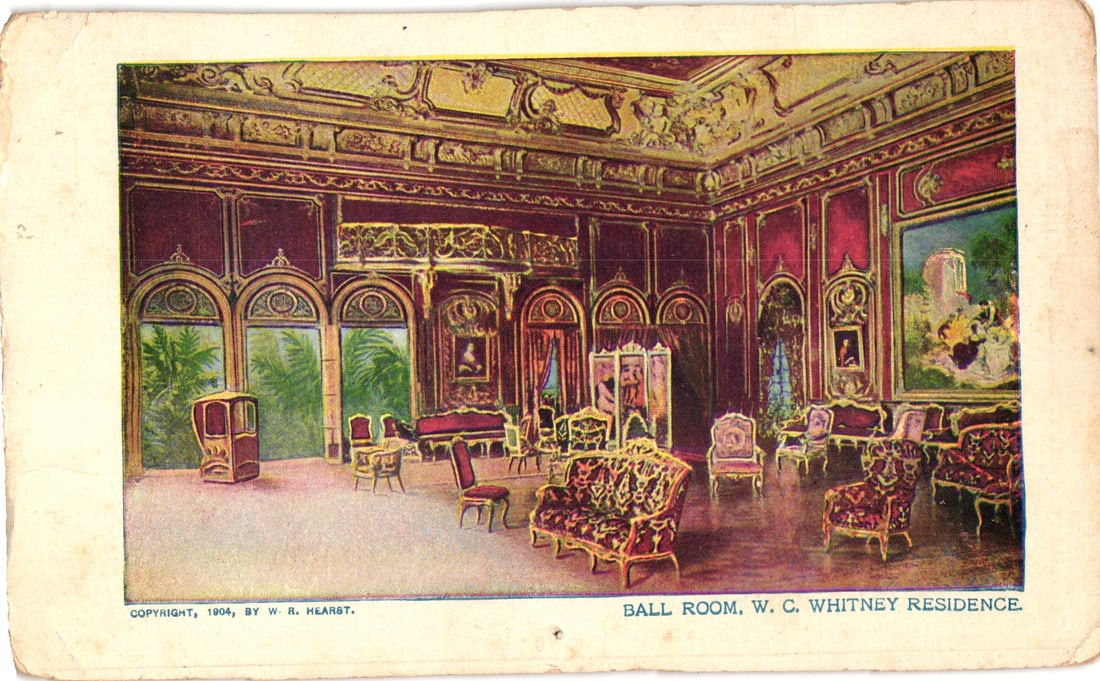 Postcard showing the ornate Ball Room in the W. C. Whitney Residence, New York City, Gilded Age (1 of 2)