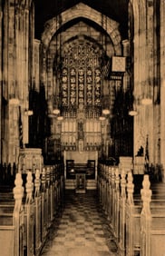 Postcard showing the stunning Gothic Revival interior of Washington Memorial Chapel in Valley Forge,