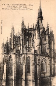 Postcard depicting the stunning 15th-century Gothic apse of the Abbey church at Mont-Saint-Michel.