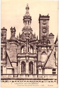 Postcard showing the Lantern of the Grand Staircase at the Château de Chambord in France, circa