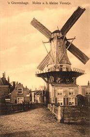 Postcard showing the windmill at Kleine Veentje, 's Gravenhage, The Hague, Netherlands c. 1911