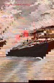 Postcard of the Transatlantica Italiana ocean liner SS Giuseppe Verdi at sea, circa 1910s-1920s