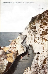 Postcard view of Capstone Parade West in Ilfracombe, England, a scenic seaside path along the cliffs