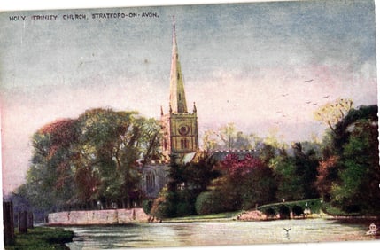 Raphael Tuck & Sons Oilette postcard of Holy Trinity Church in Stratford-on-Avon, England c.1900s