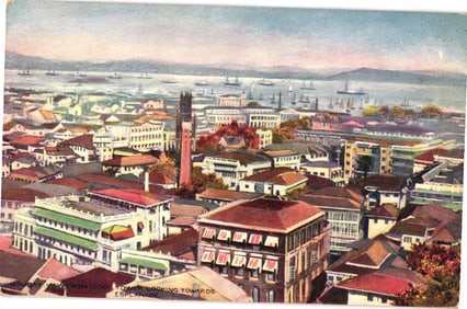 Raphael Tuck & Sons Oilette postcard of Bombay, India, view from Clock Tower towards Esplanade.