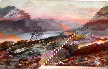 Raphael Tuck & Sons Oilette postcard of Loch Vennacher, Scottish Lochs Series, scenic mountain view