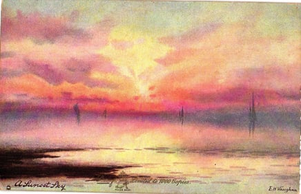 Raphael Tuck & Sons postcard "A Sunset Sky" by artist E.H. Vaughan, Turneresque Series 2536.