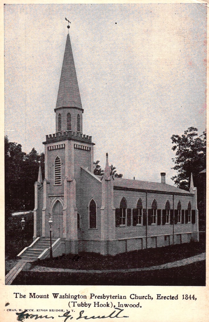 Postcard shows the Mount Washington Presbyterian Church, erected 1844, in Inwood (Tubby Hook), New: Please view photos for further description and condition considerations. Please know the scans may be darker or lighter than the actual item's true appearance. ACME Auctions offers FREE DOMESTIC SHIPP