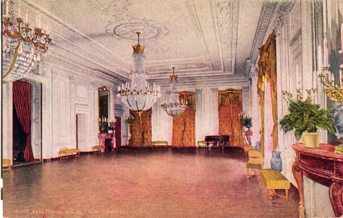 Postcard showing the East Room or State Parlor of the White House in Washington, D.C. circa 1910s.: Please view photos for further description and condition considerations. Please know the scans may be darker or lighter than the actual item's true appearance. ACME Auctions offers FREE DOMESTIC SHIPP