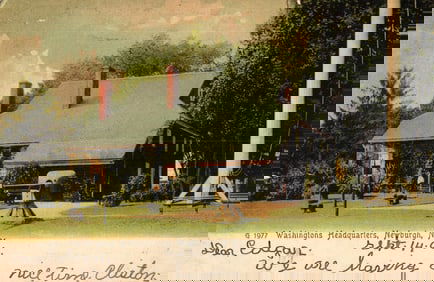 The Rotograph Co. postcard of Washington's Headquarters in Newburgh, New York with cannon, c. 1906