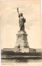 Postcard showing the iconic Statue of Liberty on its pedestal in New York Harbor, The Royal Series