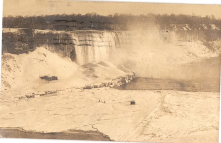RPPC Real Photo Postcard of the frozen American Falls at Niagara Falls, New York in winter c. 1912