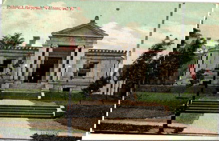 Postcard showing the Neoclassical Public Library building in Mount Vernon, New York, circa 1911.