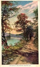 Postcard of the driveway at Delaware Water Gap, early 1900s undivided back advertising Prudential.