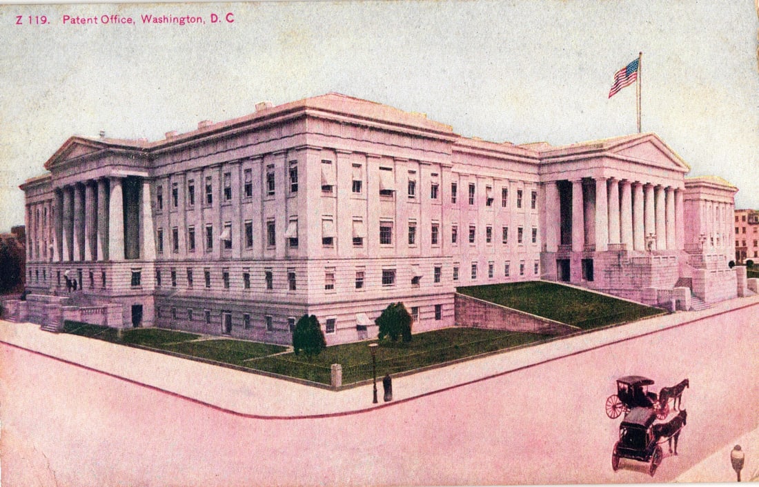 Postcard showing the U.S. Patent Office building in Washington, D.C. with horse and carriage c.1910: Please view photos for further description and condition considerations. Please know the scans may be darker or lighter than the actual item's true appearance. ACME Auctions offers FREE DOMESTIC SHIPP