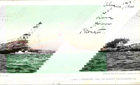 Detroit Photographic Co. postcard of White Island Light, Isles of Shoals, New Hampshire, circa 1904.