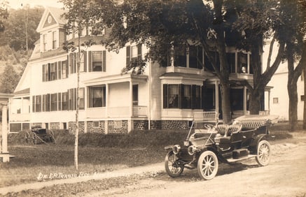 RPPC Real Photo Postcard of Dr. L. R. Turner's residence and touring car, Williamson, Maine c.1910s