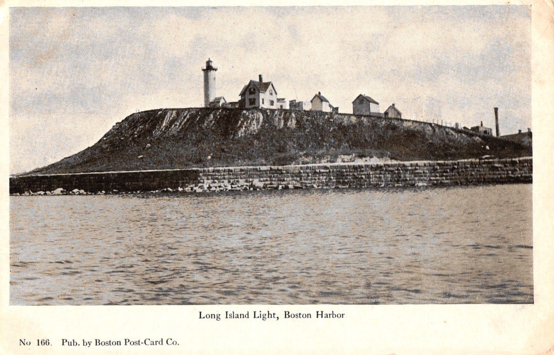Postcard from Boston Post-Card Co. showing Long Island Light and buildings from the water, Boston: Please view photos for further description and condition considerations. Please know the scans may be darker or lighter than the actual item's true appearance. ACME Auctions offers FREE DOMESTIC SHIPP