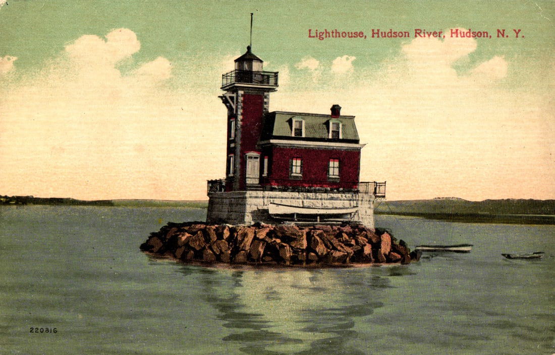 Postcard showing the historic Lighthouse on the Hudson River near Hudson, New York, circa 1910s.: Please view photos for further description and condition considerations. Please know the scans may be darker or lighter than the actual item's true appearance. ACME Auctions offers FREE DOMESTIC SHIPP