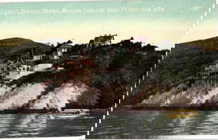 Postcard showing the Light House on Yerba Buena Island, San Francisco Bay, California. c1910s view.