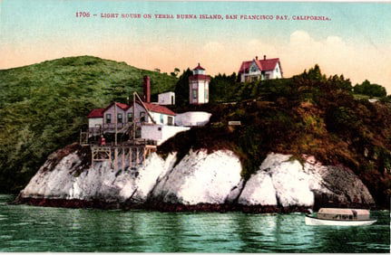 Postcard showing the Light House on Yerba Buena Island, San Francisco Bay, California, c. 1910s