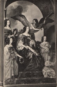 Postcard showing the painting of Amalia of Solms with her daughters at the Huis ten Bosch, The