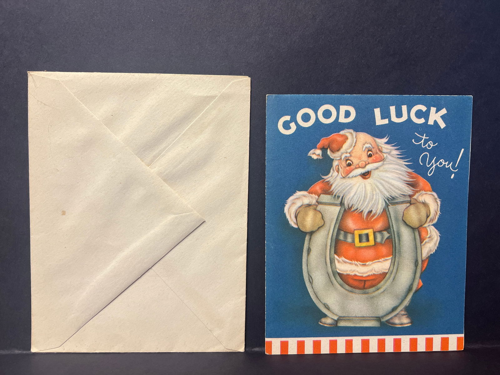 Vintage USA Patriotic Christmas Card – Santa, Uncle Sam & New Year Baby with Envelope, Mid-Century (1 of 4)