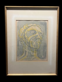 Henry Moore (1898–1986), Head of Prometheus 1950 Color Lithograph Mourlot Studio Paris