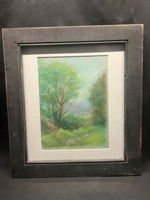 W. Steeple Davis, Pastel 'Vista from Window, Manor Cottage, Sleepers Hill, Winchester' July 1955