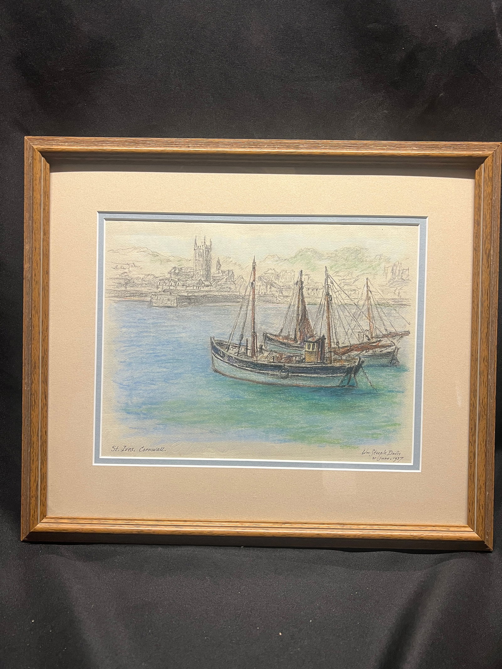 Mixed media work by William Steeple Davis, 'St. Ives, Cornwall,' A Signed and Dated English Maritime (1 of 10)