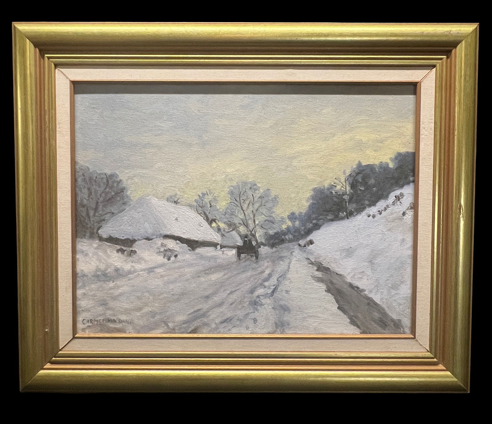 After Claude Monet - A Cart on the Snowy Road at Honfleur by Carmel Maldari - North Fork artist (1 of 6)