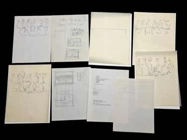 Collection of Drawings and Notes by Robert Berks (1922–2011) for a Hunter College Event