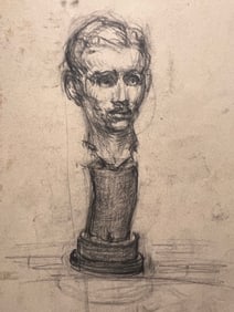 Graphite on Paper by Robert Berks (1922–2011), A Preparatory Study for a Portrait Bust