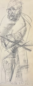 Graphite Study by Robert Berks (1922–2011) of Lyndon B. Johnson and Viet Cong Figure