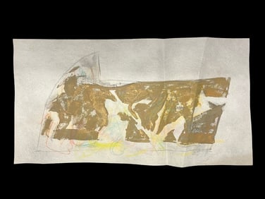 Mixed Media on Spun Bonded Fabric by Robert Berks (1922–2011), An Abstract Composition in Metallic