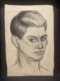 Charcoal and Pencil Portrait of a Young Man by Robert Berks (1922–2011), Unsigned
