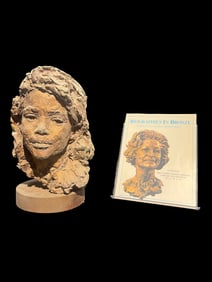 Plaster Portrait Bust of a Young Woman by Robert Berks (1922–2011), with Exhibition Catalog