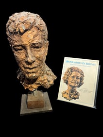 Bronze-painted plaster bust of Jerry Lewis by sculptor Robert Berks (American, 1922-2011)