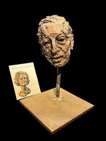 Original Clay Bust of Alistair Cooke by Robert Berks (1922–2011), with Brochure