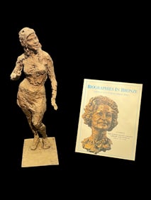 Clay model Figure of a Standing Woman by Robert Berks (1922–2011), with Exhibition Brochure