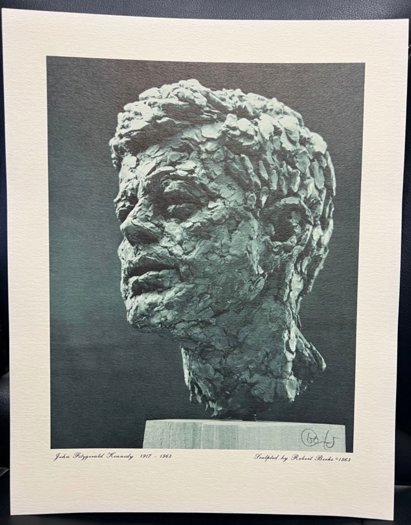 Robert Berks (1922–2011), John F. Kennedy Bust, Kennedy Center, Signed Print (1 of 1)