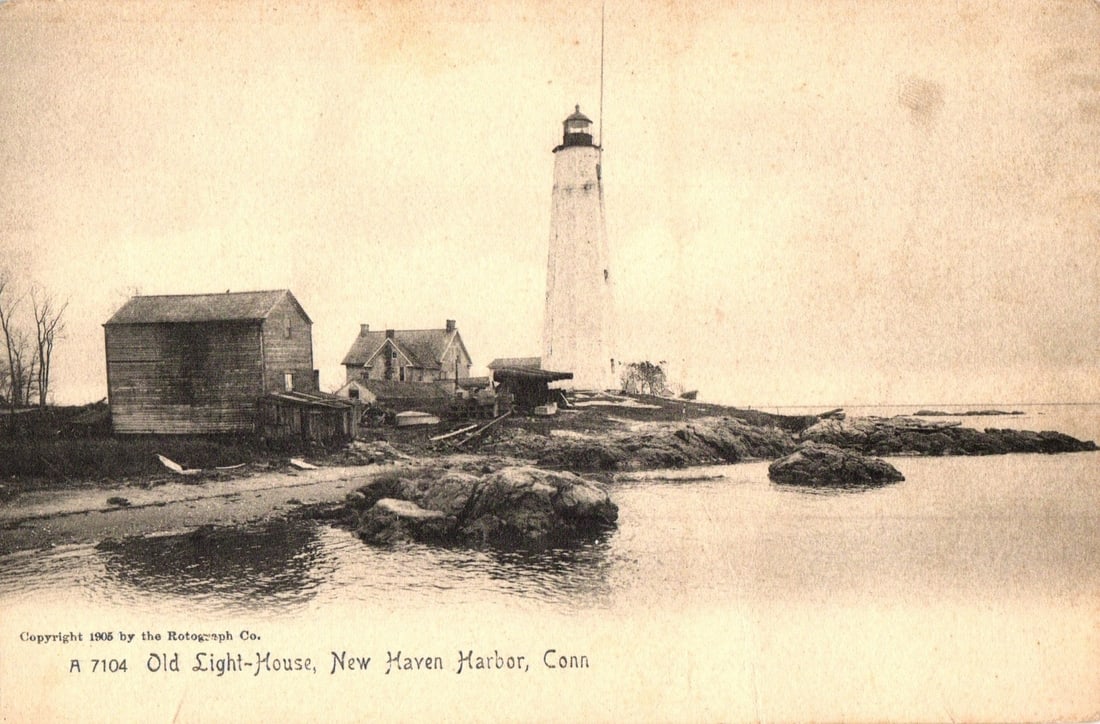 Early 20th Century Postcard: Old Light-House, New Haven Harbor, Connecticut, Rotograph Co., 1905 (1 of 2)