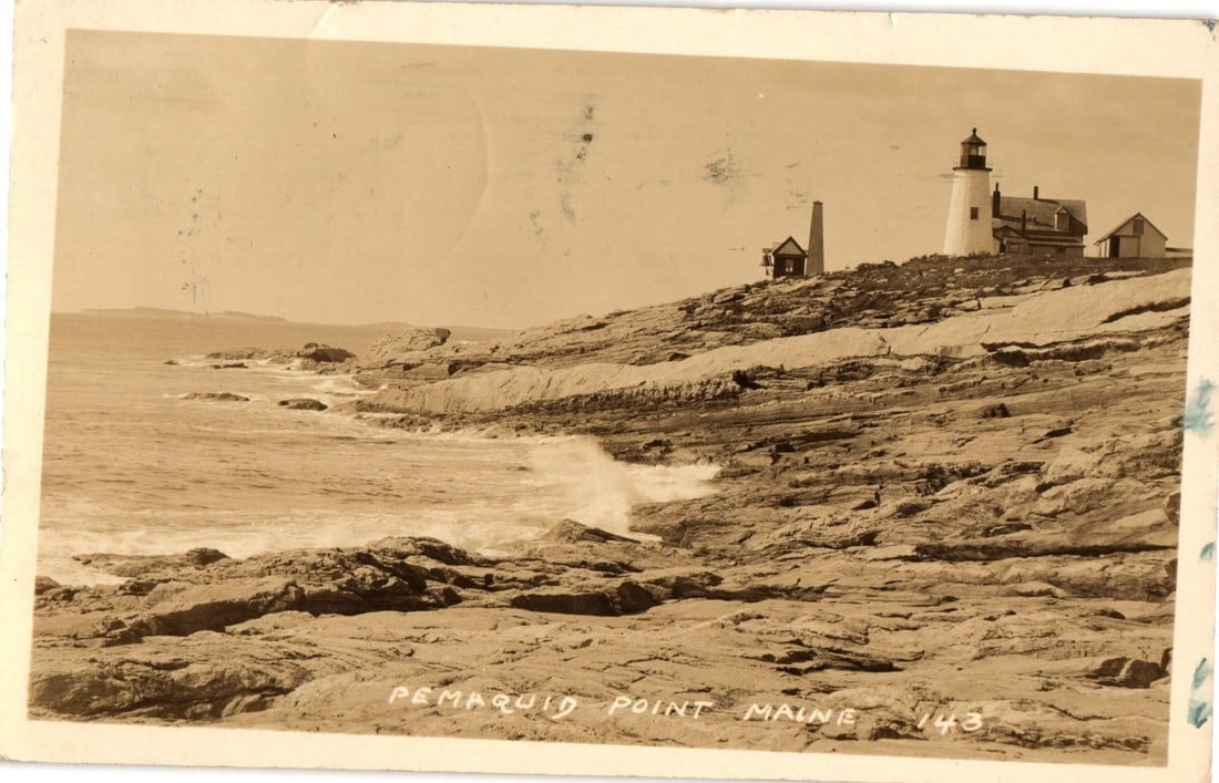 Early 20th Century Pemaquid Point, Maine, Lighthouse and Rocky Coast Photographic Postcard (1 of 2)