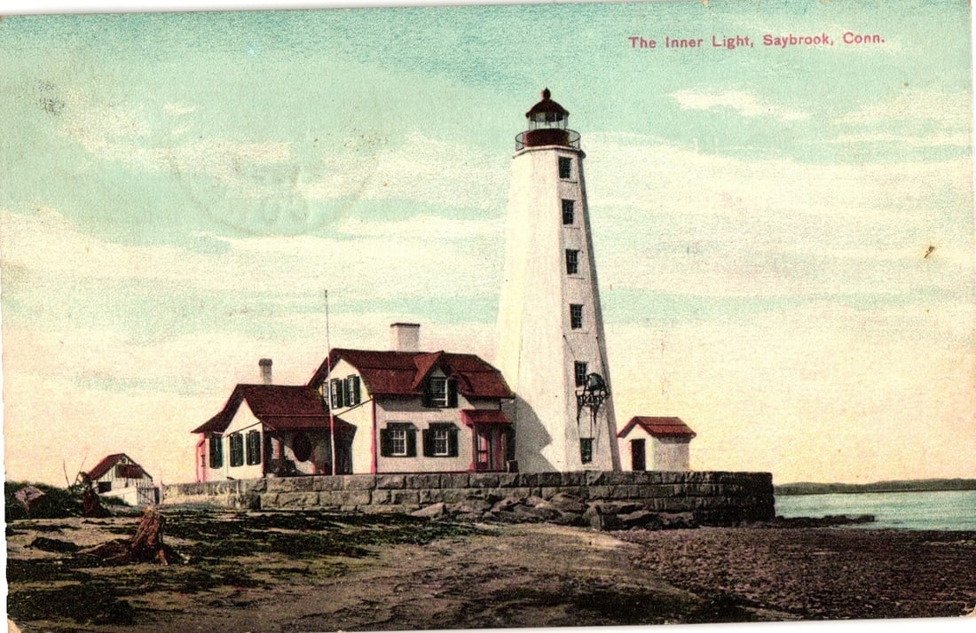 Early 20th Century Lighthouse View, The Inner Light, Saybrook, Connecticut postcard (1 of 2)