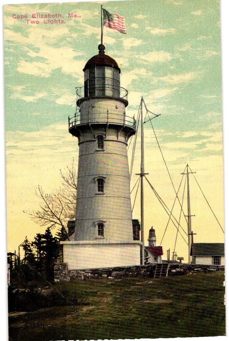 Historic postcard of the Two Lights Lighthouse in Cape Elizabeth, Maine, early 20th century. (1 of 2)