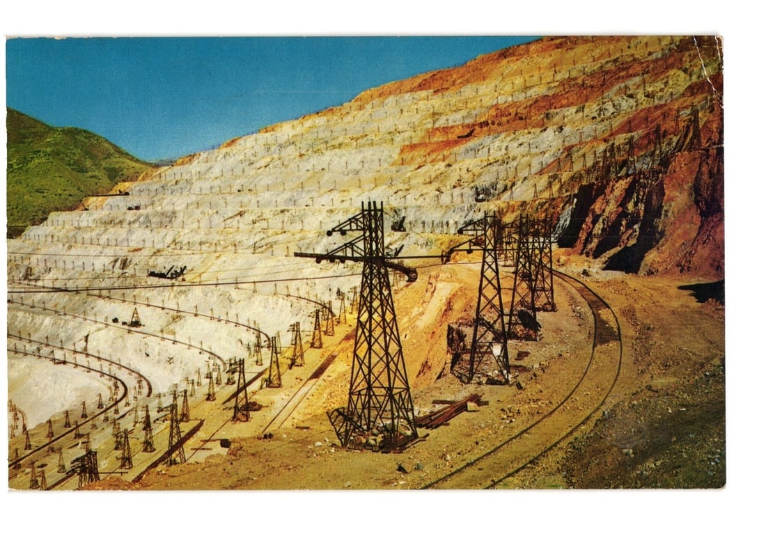 Bingham Copper Mine, Utah postcard showing massive open-pit excavation with multiple terraced (1 of 2)